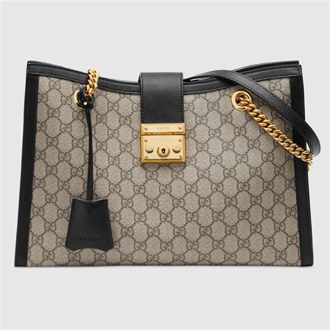 GG Supreme Padlock Medium Shoulder Bag With Black Details